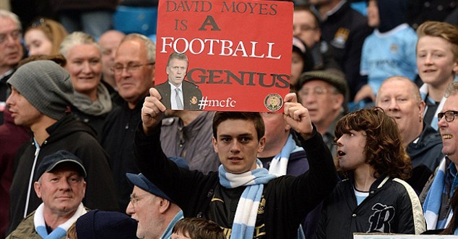 CĐV Man City ‘xát muối’ vào nỗi đau của MU và Moyes