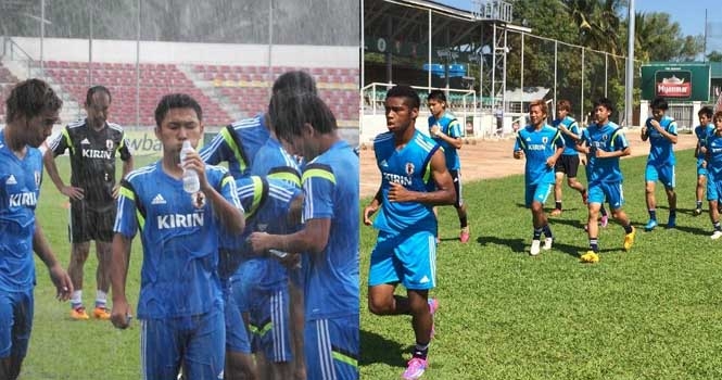 U19 Nhật Bản 'đội nắng, đội mưa' tập luyện đấu U19 Trung Quốc