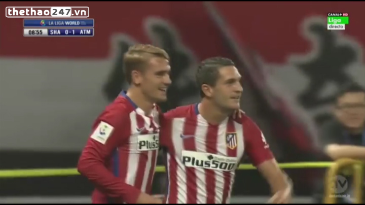 Video bàn thắng: Atletico Madrid 3-0 Shanghai East Asia FC (Giao hữu)