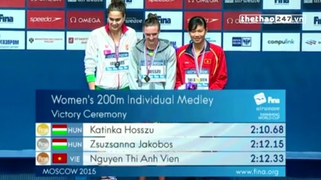 VIDEO: Ánh Viên giành HCĐ nội dung 200m hỗn hợp tại Cup thế giới 2015