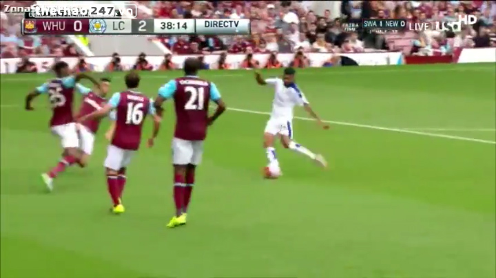 Video bàn thắng: West Ham 1-2 Leicester (Vòng 2 NHA 2015/2016)