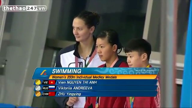 VIDEO: Ánh Viên nhận HCV 200m hỗn hợp ở giải Quân sự thế giới 2015