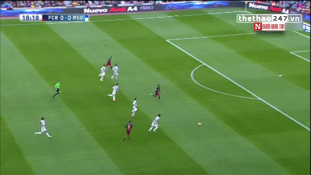VIDEO: Neymar 2 lần bỏ lỡ cú chọc khe tinh tế của Messi trước Real Sociedad