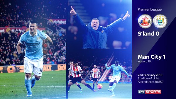 Video bàn thắng: Sunderland 0-1 Man City (Vòng 24 Ngoại hạng Anh)
