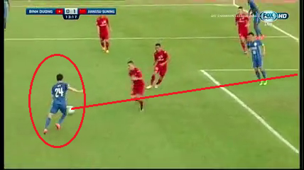 VIDEO: Jiangsu Suning mở tỷ số sau cú phá bóng tai hại của hậu vệ Bình Dương