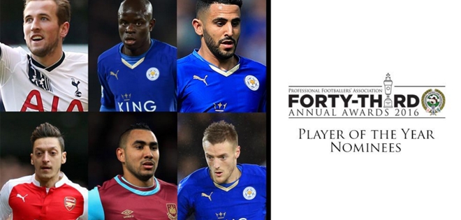 Công bố 6 đề cử Cầu thủ xuất sắc nhất Premier League 2015/16