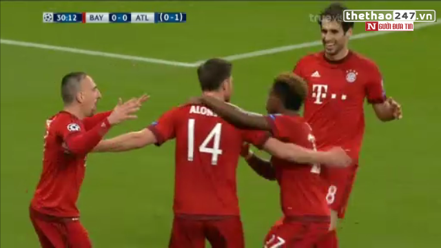 VIDEO: Xabi Alonso mở tỷ số cho Bayern từ pha đá phạt trực tiếp