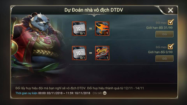 Sự kiện 'Dự đoán nhà vô địch' có cơ hội nhận 5 tướng MVP vĩnh viễn bắt đầu từ 13/11