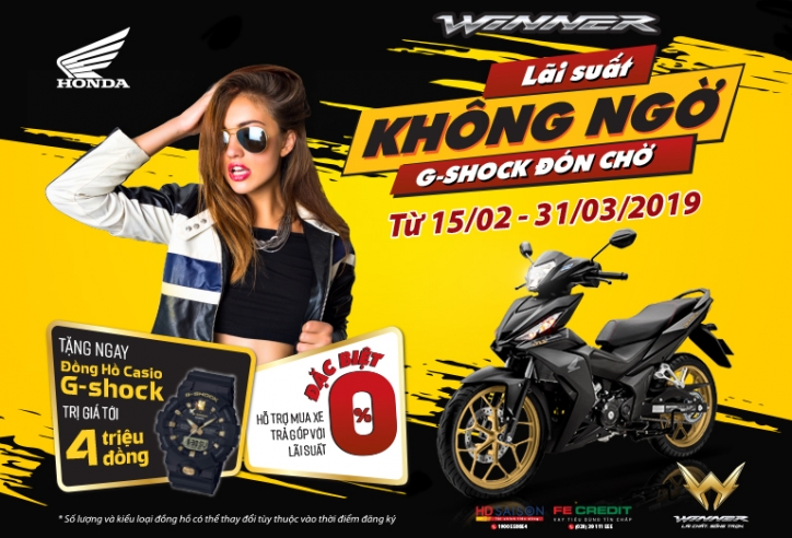 Honda Winner đại hạ giá, khuyến mãi đồng hồ G-shock 4 triệu đồng