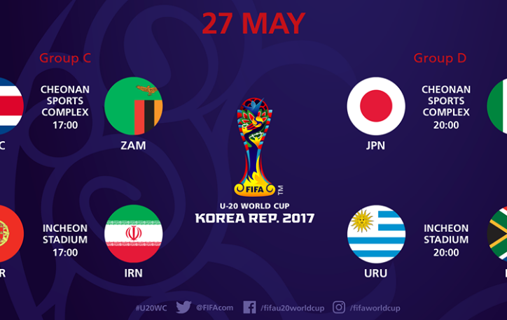 Lịch thi đấu U20 thế giới 2017 ngày 27/5
