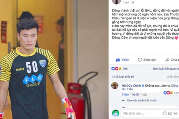 Thủ môn Tiến Dũng xin lỗi sau sai lầm khiến đội nhà thua ngược