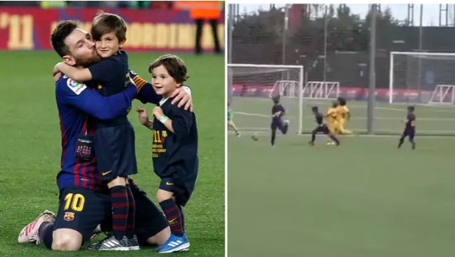 VIDEO: Con trai Messi ghi bàn ấn tượng cho đội trẻ Barca
