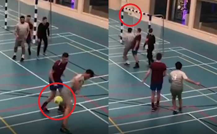VIDEO: Cầu thủ đánh gót lập siêu phẩm khiến đối thủ đứng hình