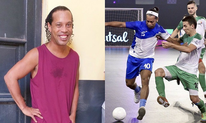 Ronaldinho ghi 5 bàn giúp đội bóng vô địch giải futsal trong tù