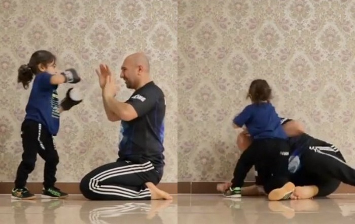 VIDEO: Bố dạy con gái tập quyền anh và cái kết 'cười ra nước mắt'