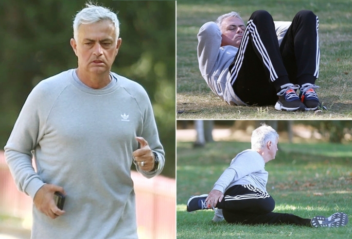 HLV Jose Mourinho 'tích cực' tập thể dục trong công viên