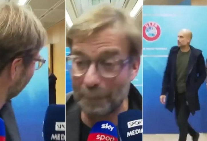 VIDEO: Klopp chạy 'mất hút' khi thấy Pep Guardiola