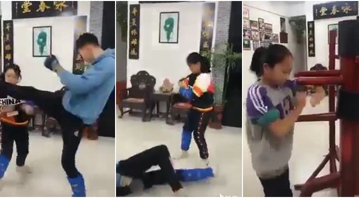 VIDEO: Bé gái Vịnh Xuân quyền đánh ngã thanh niên trưởng thành