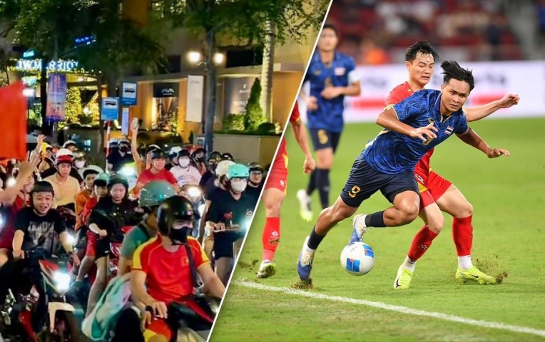 Báo Thái Lan choáng ngợp khi CĐV Việt Nam 'đi bão' rực đỏ khắp đường phố