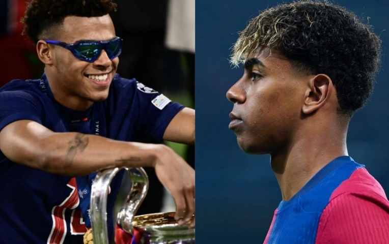 Lamine Yamal bị sao PSG đánh bại