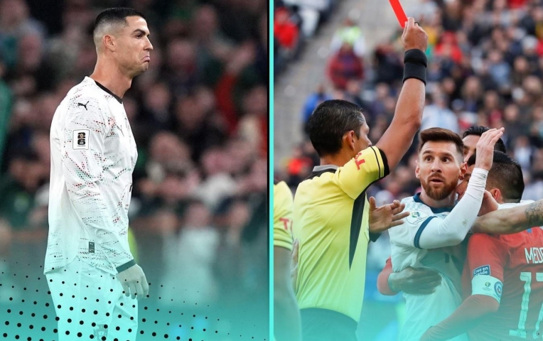 Ronaldo nhận thẻ đỏ nhiều gấp 4 lần Messi