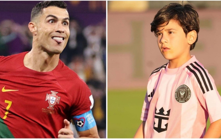 Con trai Messi sút phạt đẹp mắt như Ronaldo