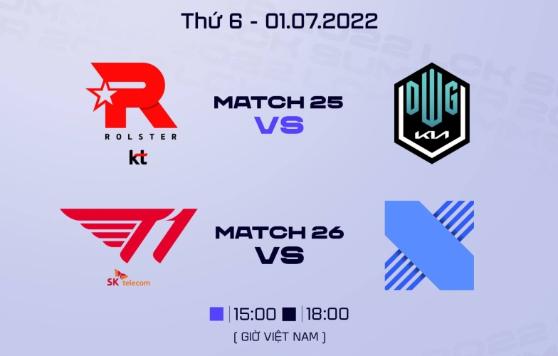 Lịch thi đấu LCK Mùa Hè 2022 ngày 30/6: T1, DRX, DK đều gặp khó
