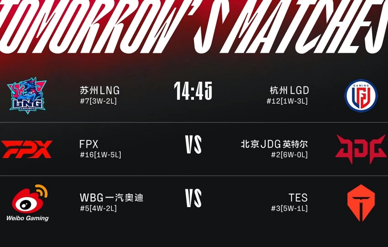 Lịch thi đấu LPL hôm nay ngày 2/7: WBG đụng độ TES