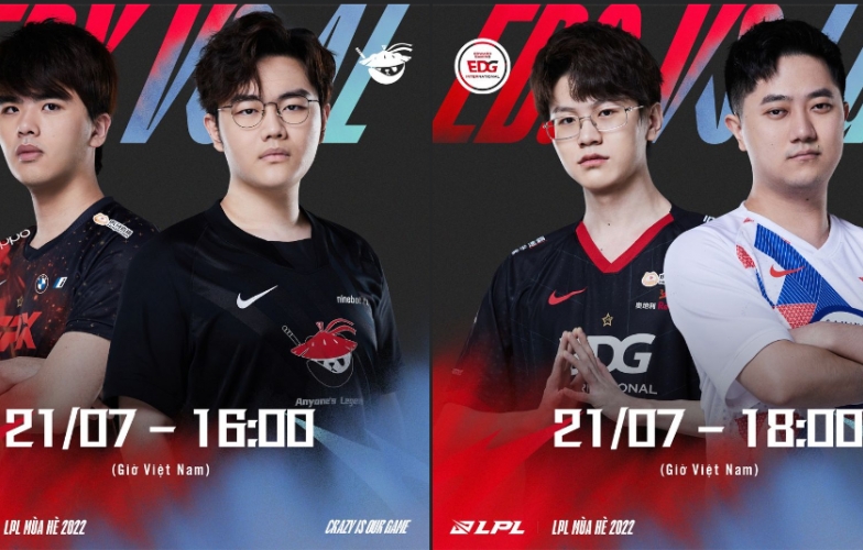 Trực tiếp LPL mùa Hè ngày 21/7: FPX - AL, EDG - LGD