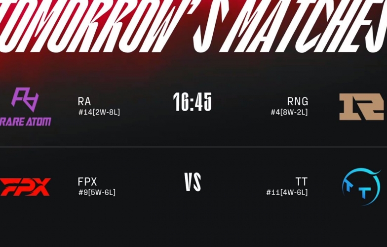 Lịch thi đấu LPL mùa Hè ngày 25/7: RA - RNG, FPX - TT