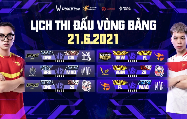 Lịch thi đấu AWC 2021 Liên Quân Mobile hôm nay 21/6