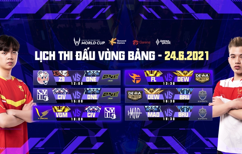 Lịch thi đấu AWC 2021 Liên Quân Mobile hôm nay 24/6