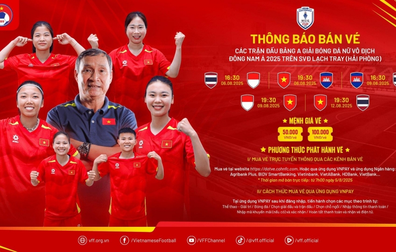 Công bố giá vé xem ĐT nữ Việt Nam đấu Thái Lan, Indonesia