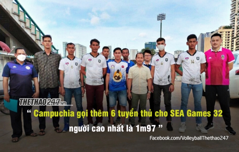Tuyển bóng chuyền nam Campuchia triệu tập 6 VĐV mới, cao nhất 1m97