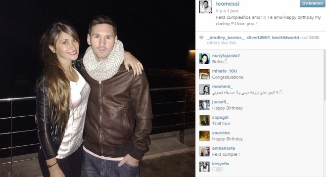 Messi tình tứ chúc mừng sinh nhật bạn gái