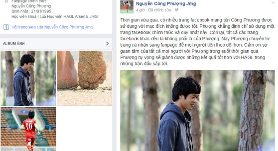 Công Phượng lập fanpage chính thức