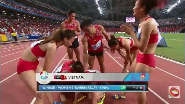 Video SEA Games 28: Đội tiếp sức 4x400m nữ giành HCV, phá kỷ lục tồn tại 24 năm