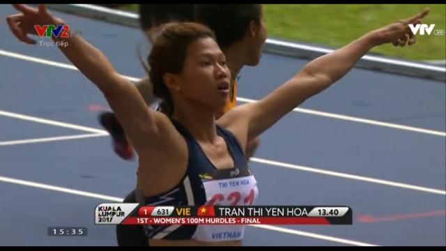 VIDEO: Trần Thị Yến Hoa bất ngờ giành HCV chạy 100m rào nữ