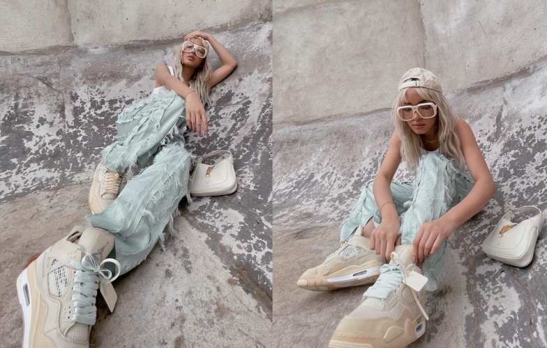 Châu Bùi trên chân Jordan 4 Retro Off-White Sail 'đắt giá'