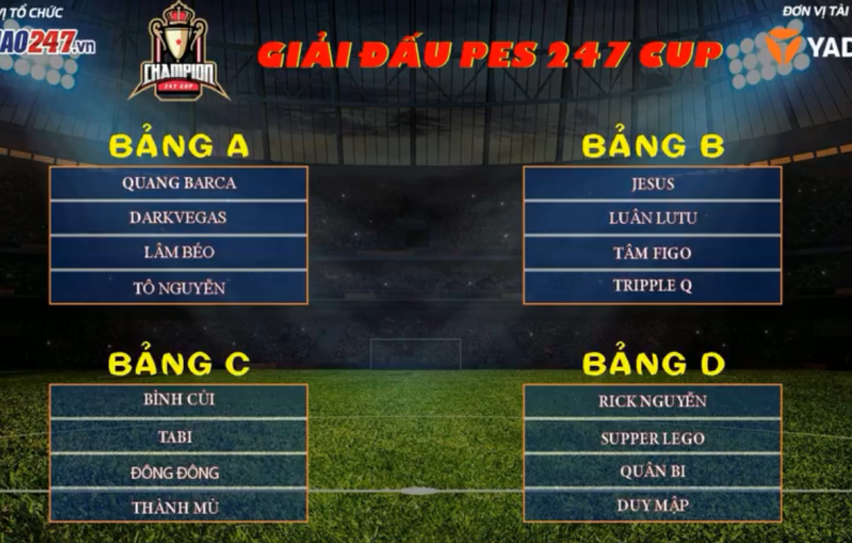 Xuất hiện 'bảng tử thần' ở giải PES 247 Cup