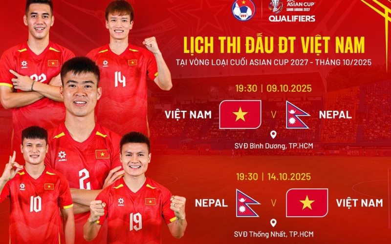 AFC xác nhận ĐT Việt Nam đá 2 trận với Nepal trên sân nhà