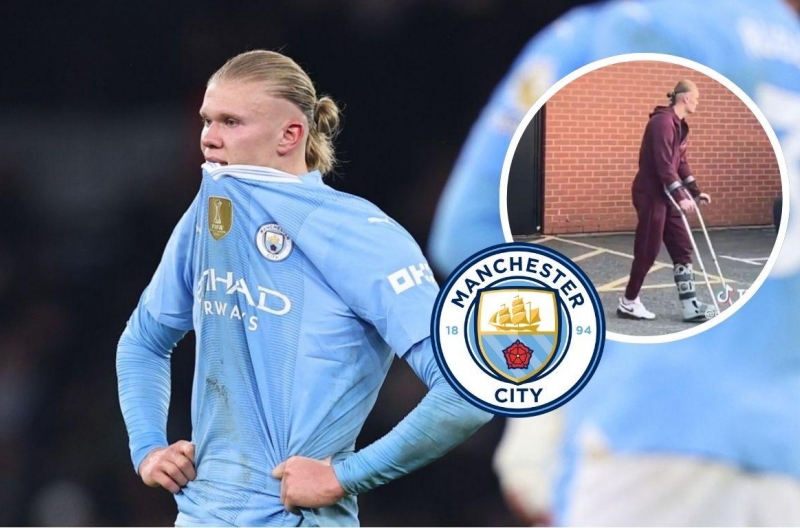 Haaland chống nạng rời sân, báo tin buồn cho derby Manchester
