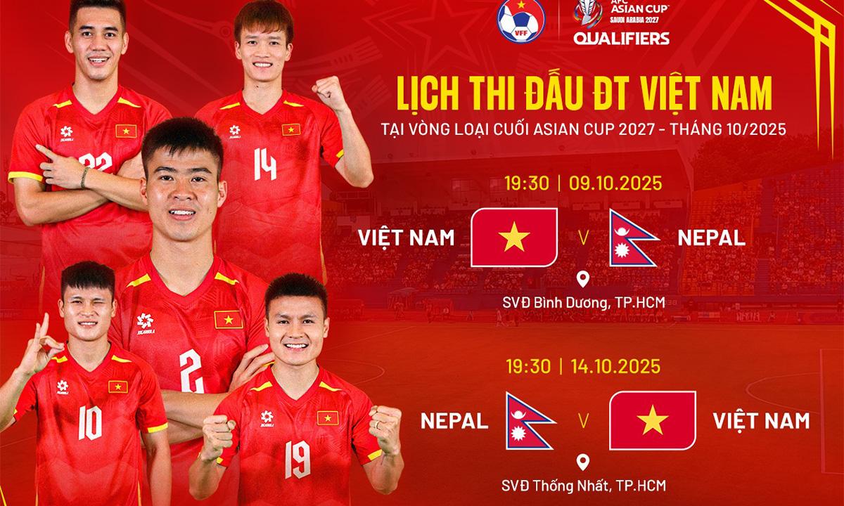 AFC xác nhận ĐT Việt Nam đá 2 trận với Nepal trên sân nhà