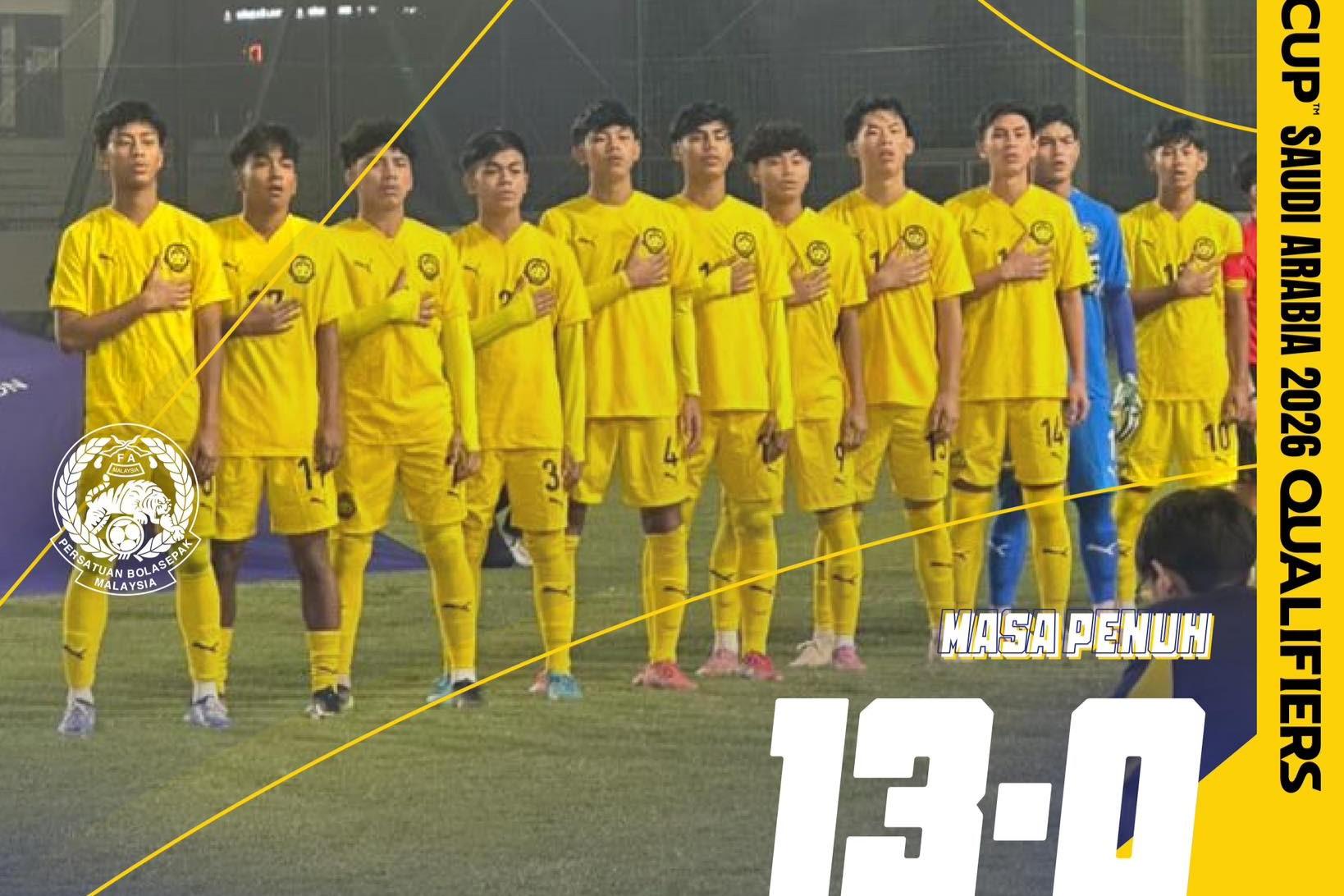 Malaysia thắng không tưởng 13-0, đẩy Việt Nam xuống nhì bảng