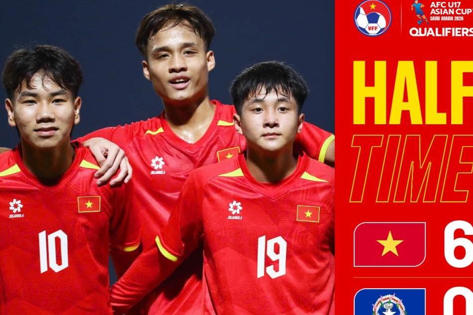 Trực tiếp U17 Việt Nam 7-0 U17 Bắc Mariana: Tưng bừng