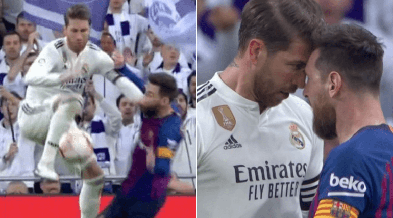 Ramos chơi xấu Messi, Real 0-1 Barca, Ramos chơi xấu, Messi nổi giận, Ramos, Messi, Real, Barca, Ramos đánh Messi, REal thua Barca