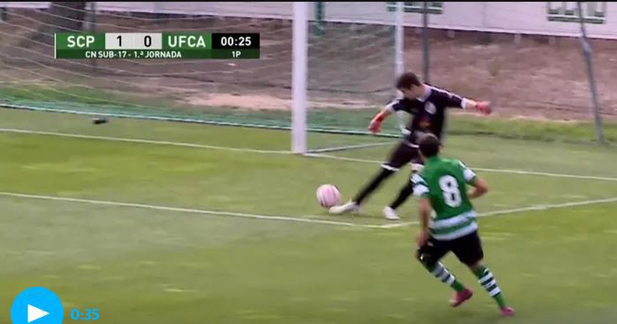 Sporting, U17, bàn thắng kỳ lạ, ghi bàn không cần chạm bóng, ghi bàn ở giây thứ 13