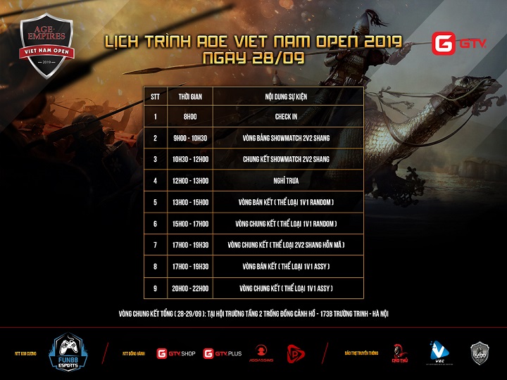 lịch thi đấu aoe, lịch thi đấu AOE Việt Trung, lịch thi đấu AOE Việt Nam Open 2019, AOE Việt Trung, Chim Sẻ Đi Nắng, CSDN, AOE Việt Nam Open 2019