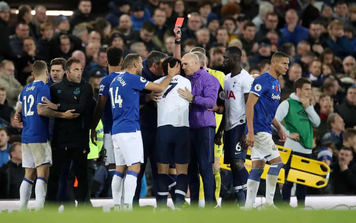 Everton vs Tottenham, Son Heung-min, Andre Gomes chấn thương, chấn thương kinh hoàng, Son thẻ đỏ, Tottenham, Andre Gomes, Son phạm lỗi