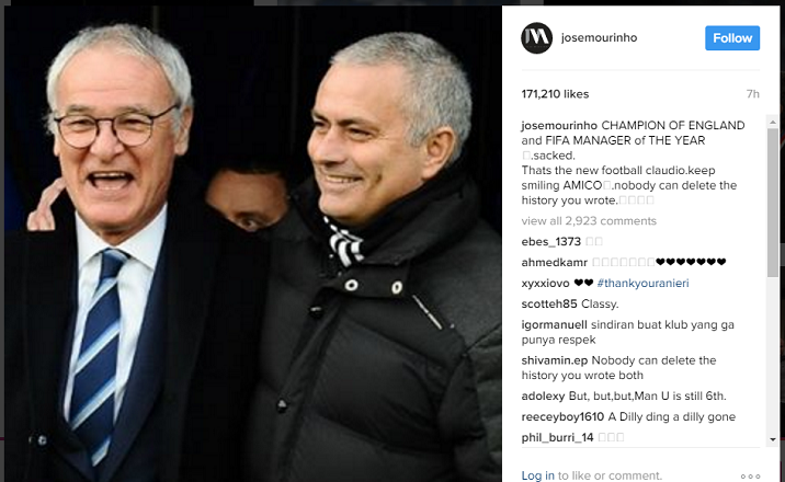 Mourinho,HLV Ranieri,leicester city, sa thải HLV Ranieri,sa thải,man utd, MU,chelsea,ngoại hạng anh, premier league
